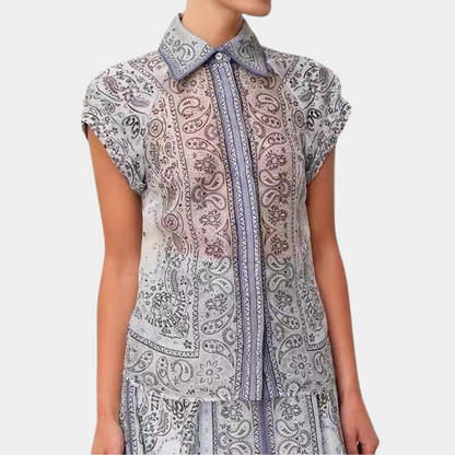 Damklänning - Maxilängd - Paisleymönster - Skjortkrage - Bälte - Kort ärm - Fickor