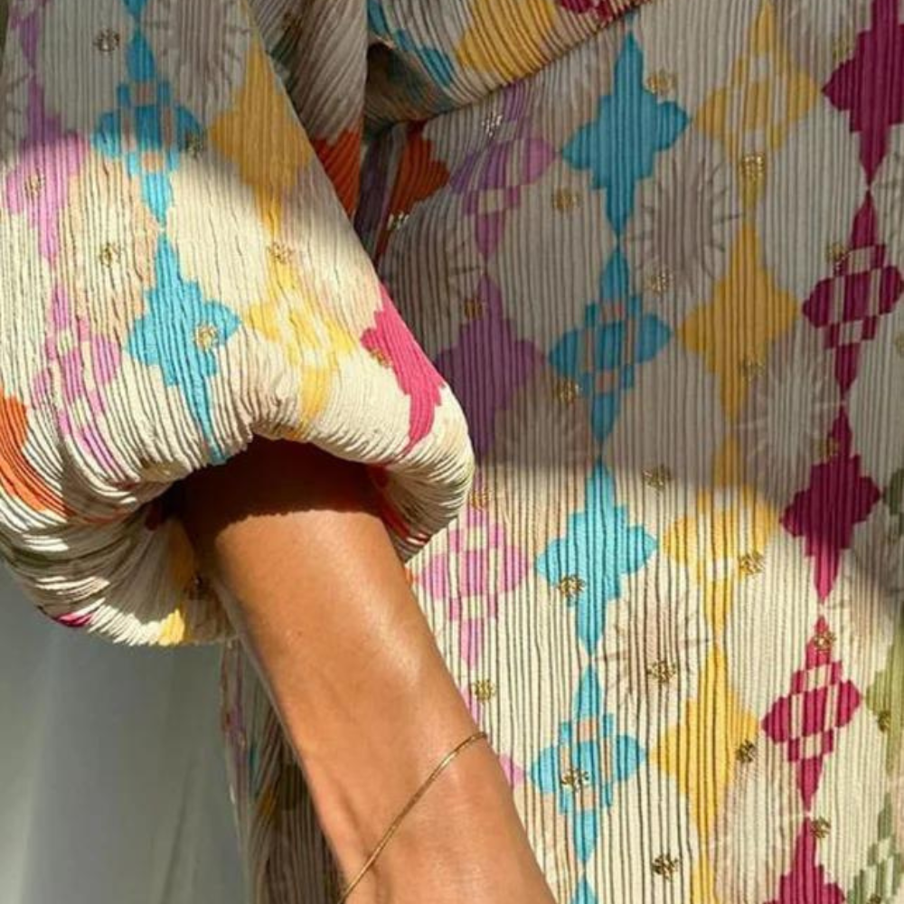 Dam Kaftanklänning – Lång – Lös Passform – V-ringning – Bohemisk Stil – Mjuk Textil