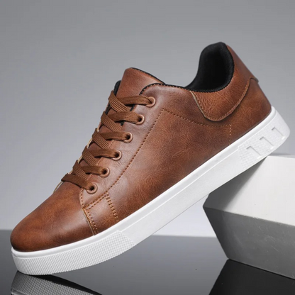Herr Sneakers - Slätt Läderlook - Snörning - Bekväm Dämpning - Halksäker Sula