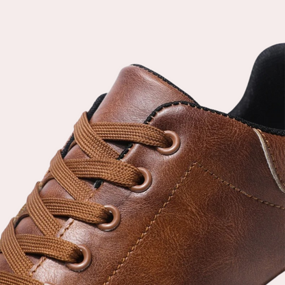 Herr Sneakers - Slätt Läderlook - Snörning - Bekväm Dämpning - Halksäker Sula
