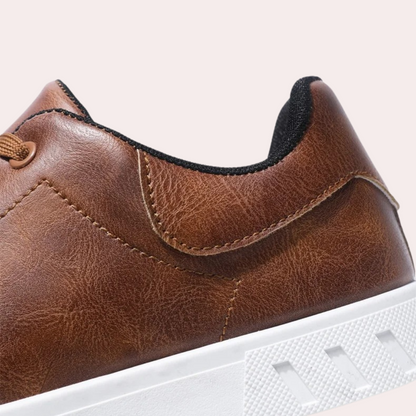 Herr Sneakers - Slätt Läderlook - Snörning - Bekväm Dämpning - Halksäker Sula