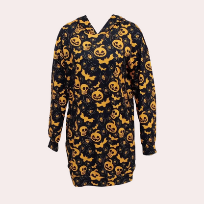 Dam Hoodie Klänning - Mini Längd - Långärmad - Avslappnad Passform - Med Fickor