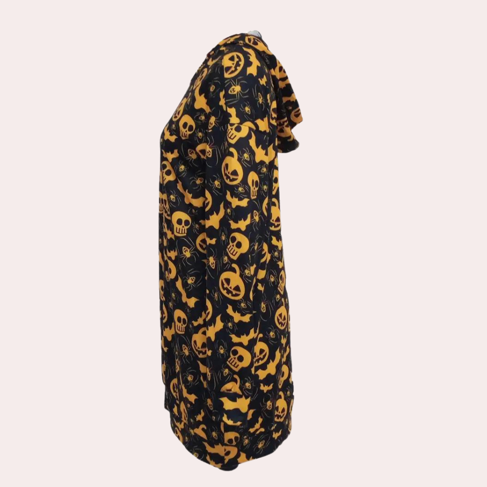 Dam Hoodie Klänning - Mini Längd - Långärmad - Avslappnad Passform - Med Fickor