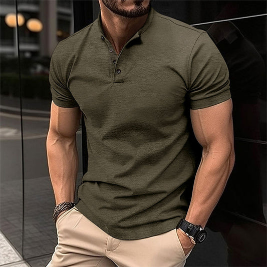 Herrpikétröja – Slim Fit – Mjukstickad – Kort Ärm – Avslappnad Stil