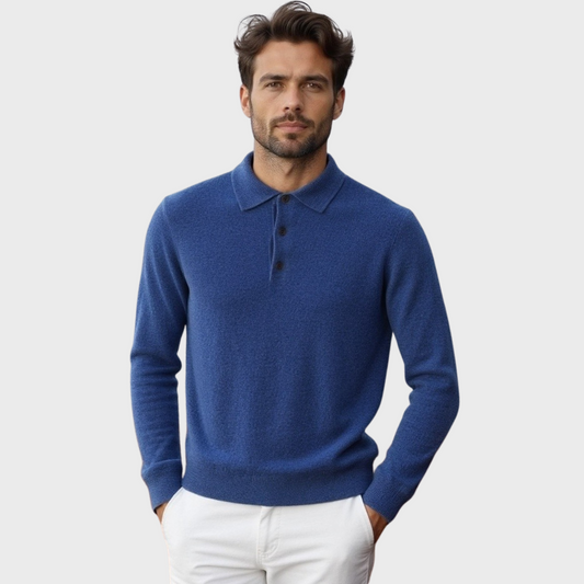 Herrtröja med krage – Merinoull – Normal passform – Ribbad kant – Smart casual