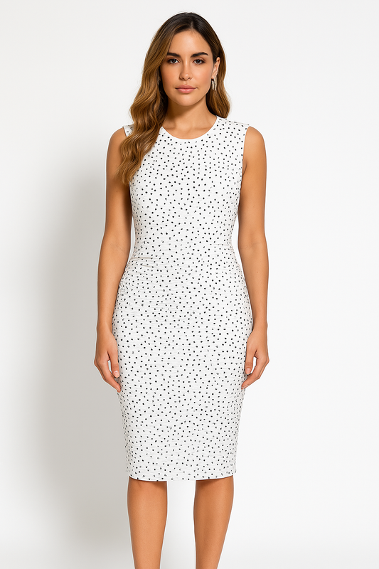 Damklänning – Slim Fit – Ärmlös – Paljetter – Knälång – Slits bak