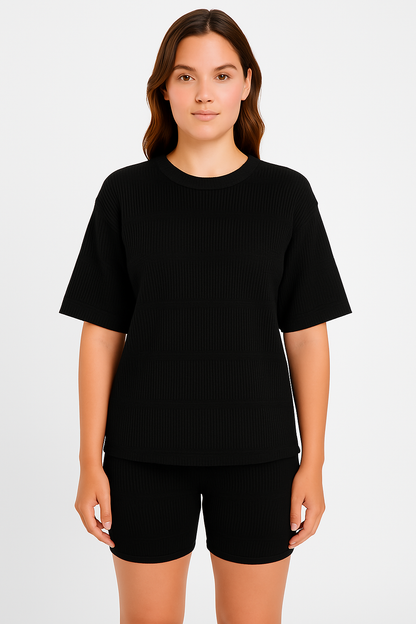 Damset i stickad tröja – Avslappnad passform – Ribbad mjuk stickning – Andningsbart