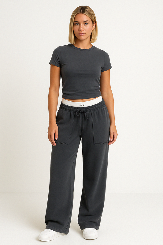 Dam sweatpants – Vid modell – Avslappnad passform – Hel längd