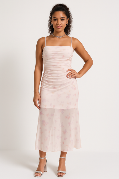 Damklänning – Ärmös Maxiklänning – Slim Fit – Rynkad Liv – Spagettiband – Sjöjungfrusiluett