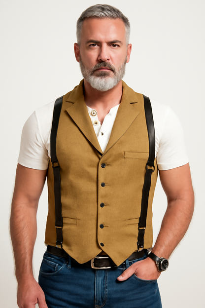 Herrväst – Slim Fit – Notchkrage – Knäppning Fram – Modern Businessstil