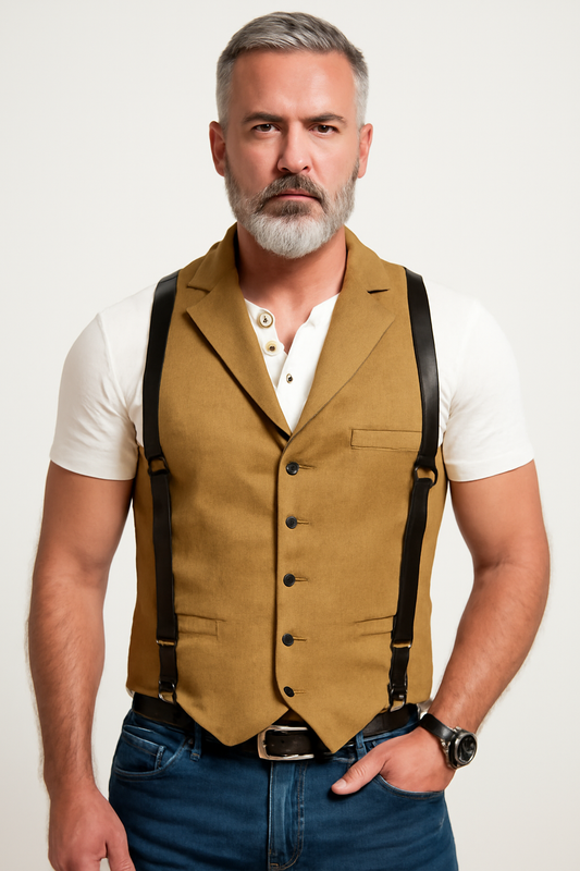 Herrväst – Slim Fit – Notchkrage – Knäppning Fram – Modern Businessstil