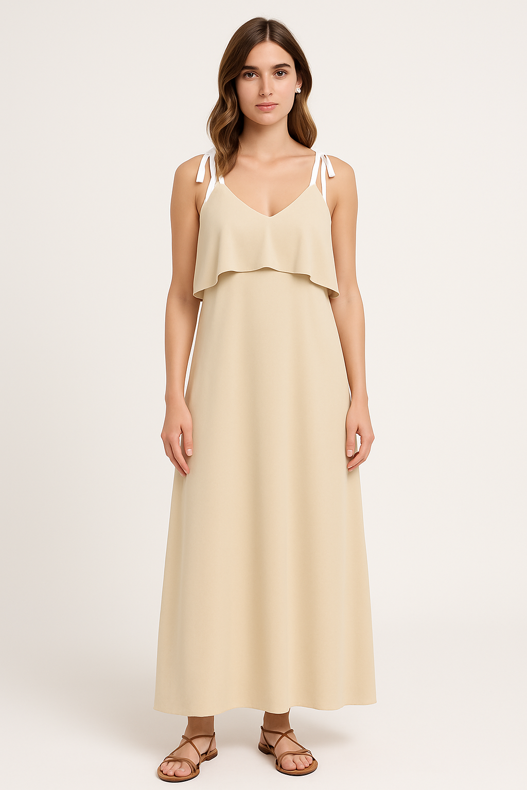 Damklänning – Ärmös – Lös Passform – Volangdetalj – Knutband – Hellång