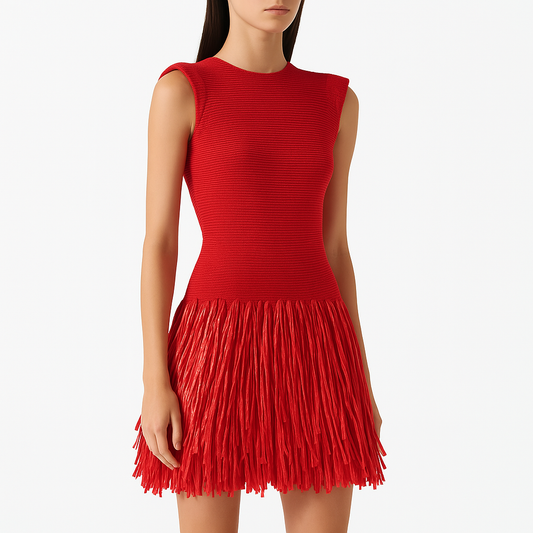 Damklänning – Slim Fit – Ärmlös – Franskjol – Rund Hals – Minilängd