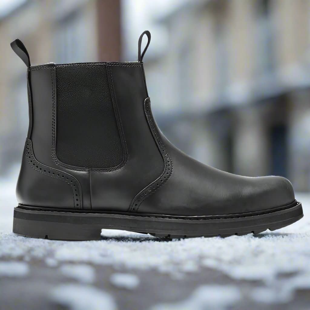 Ortopediska läder Chelsea Boots med hållbara gummisulor för män