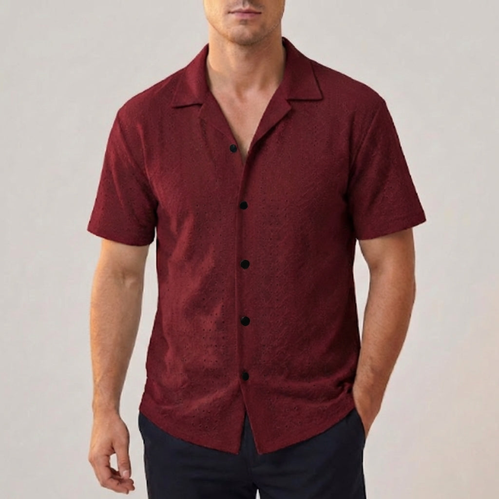 Men’s Lightweight Short Sleeve Button-Up Shirt with Relaxed Fit