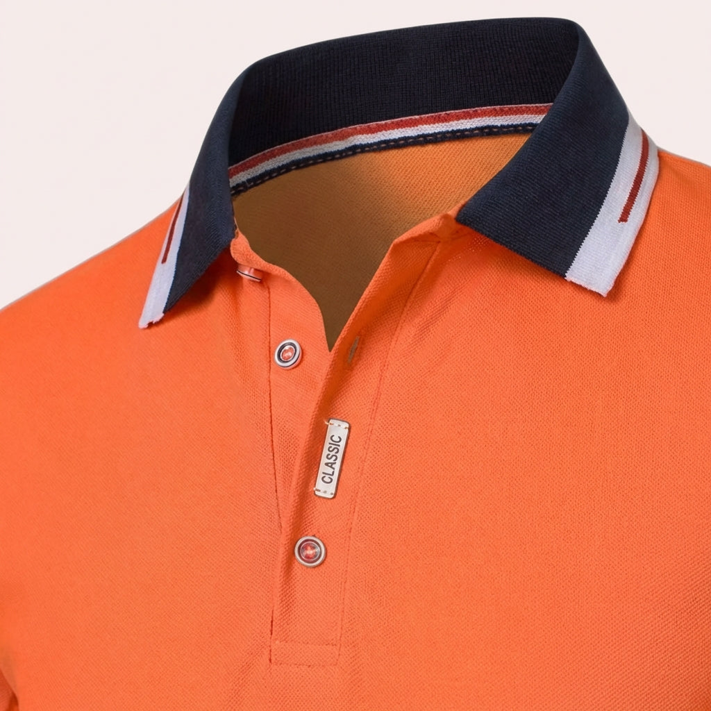 Men’s Classic Polo Shirt with Stretch Fabric and Slim Fit