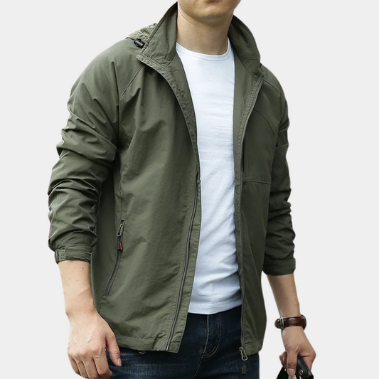 Herrjacka – Slim Fit – Vattenavvisande – Ståkrage – Dragkedjeförslutning – Fickor med dragkedja