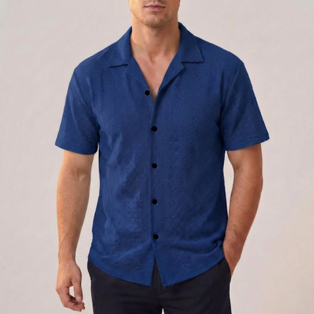 Men’s Lightweight Short Sleeve Button-Up Shirt with Relaxed Fit