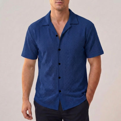 Men’s Lightweight Short Sleeve Button-Up Shirt with Relaxed Fit