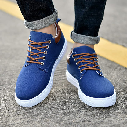 Herr Sneakers - Canvas - Lågt Skaft - Bekväma och Andningsbara