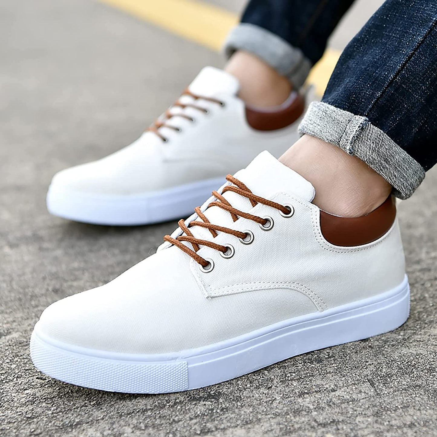 Herr Sneakers - Canvas - Lågt Skaft - Bekväma och Andningsbara
