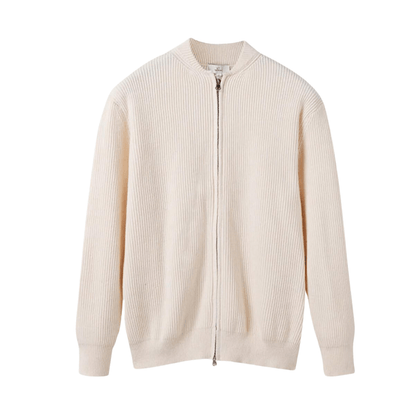Herr Cardigan - Ribbstickad - Dragkedja - Regular Fit - Modern Stil