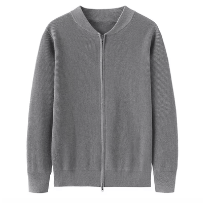 Herr Cardigan - Ribbstickad - Dragkedja - Regular Fit - Modern Stil