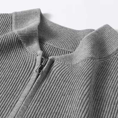 Herr Cardigan - Ribbstickad - Dragkedja - Regular Fit - Modern Stil