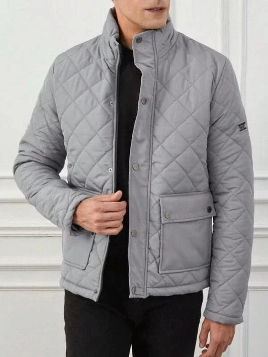 Herr Jacka - Quiltad Design - Lättvadderad - Ståkrage - Knappstängning