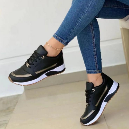 Dam Sneakers – Andningsbar Lättvikt – Dämpad Sula – Snörning – Böjd Stöd