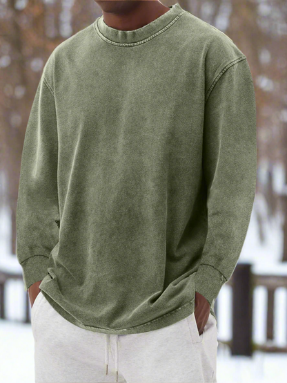 Herr Sweatshirt - Lös Passform - Bomullsblandning - Rund Hals - Långärmad Casual