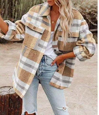 Dam Shacket - Oversized Passform - Flanellkänsla - Långärmad med Bröstfickor
