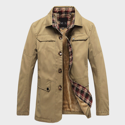 Herrar jacka – Regular fit – Knäppning fram – Fleecefodrad – Lockfickor – Mellanlängd