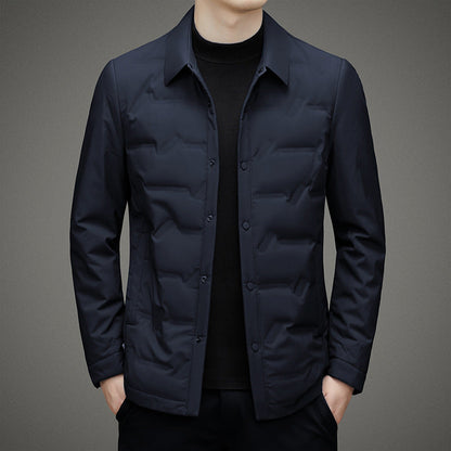 Herrjacka – Slim Fit – Vadderad Quiltad – Vattenavvisande – Knapplåsning – Höftlängd