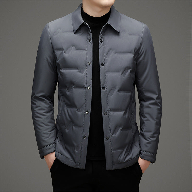 Herrjacka – Slim Fit – Vadderad Quiltad – Vattenavvisande – Knapplåsning – Höftlängd