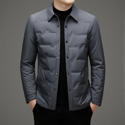 Herrjacka – Slim Fit – Vadderad Quiltad – Vattenavvisande – Knapplåsning – Höftlängd