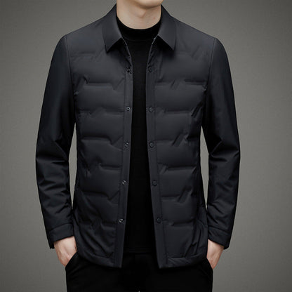 Herrjacka – Slim Fit – Vadderad Quiltad – Vattenavvisande – Knapplåsning – Höftlängd