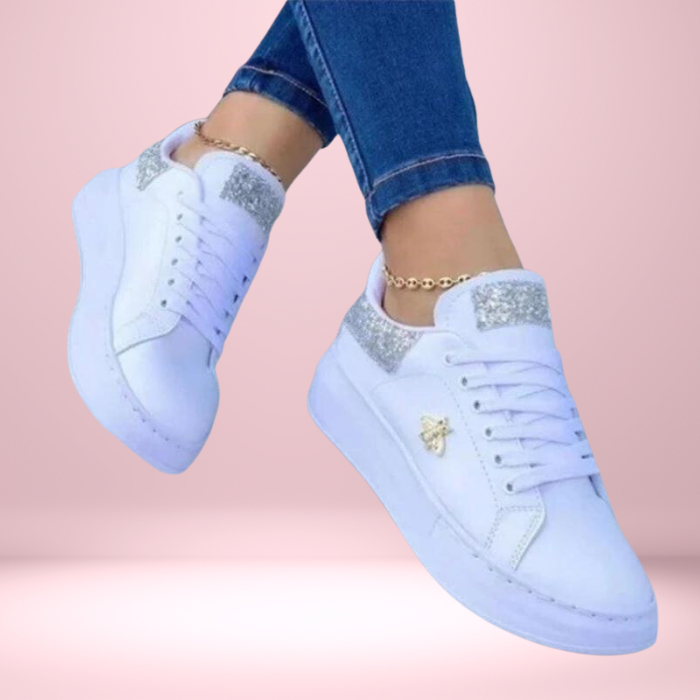 Dam Sneakers - Låga Skor - Bekväm Gummisula - Snörning - Stilren Design