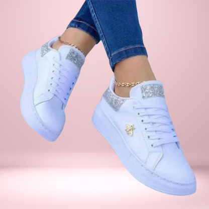 Dam Sneakers - Låga Skor - Bekväm Gummisula - Snörning - Stilren Design