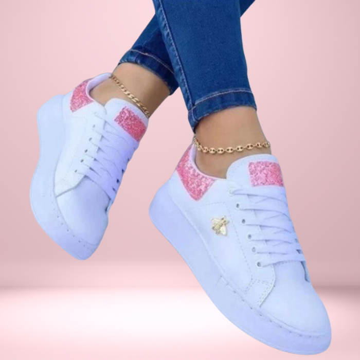 Dam Sneakers - Låga Skor - Bekväm Gummisula - Snörning - Stilren Design