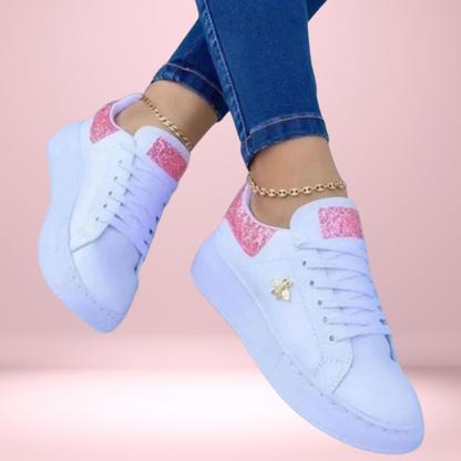 Dam Sneakers - Låga Skor - Bekväm Gummisula - Snörning - Stilren Design