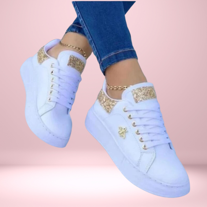 Dam Sneakers - Låga Skor - Bekväm Gummisula - Snörning - Stilren Design