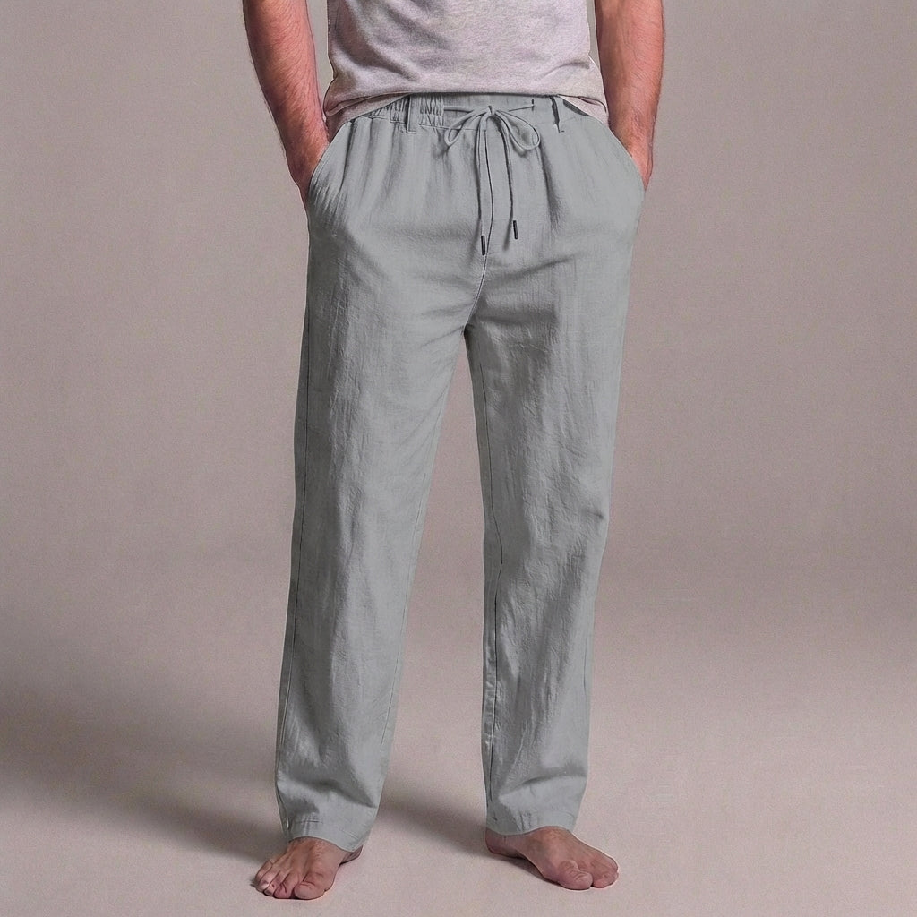Men’s Linen Blend Drawstring Pants Relaxed Fit Casual Trousers
