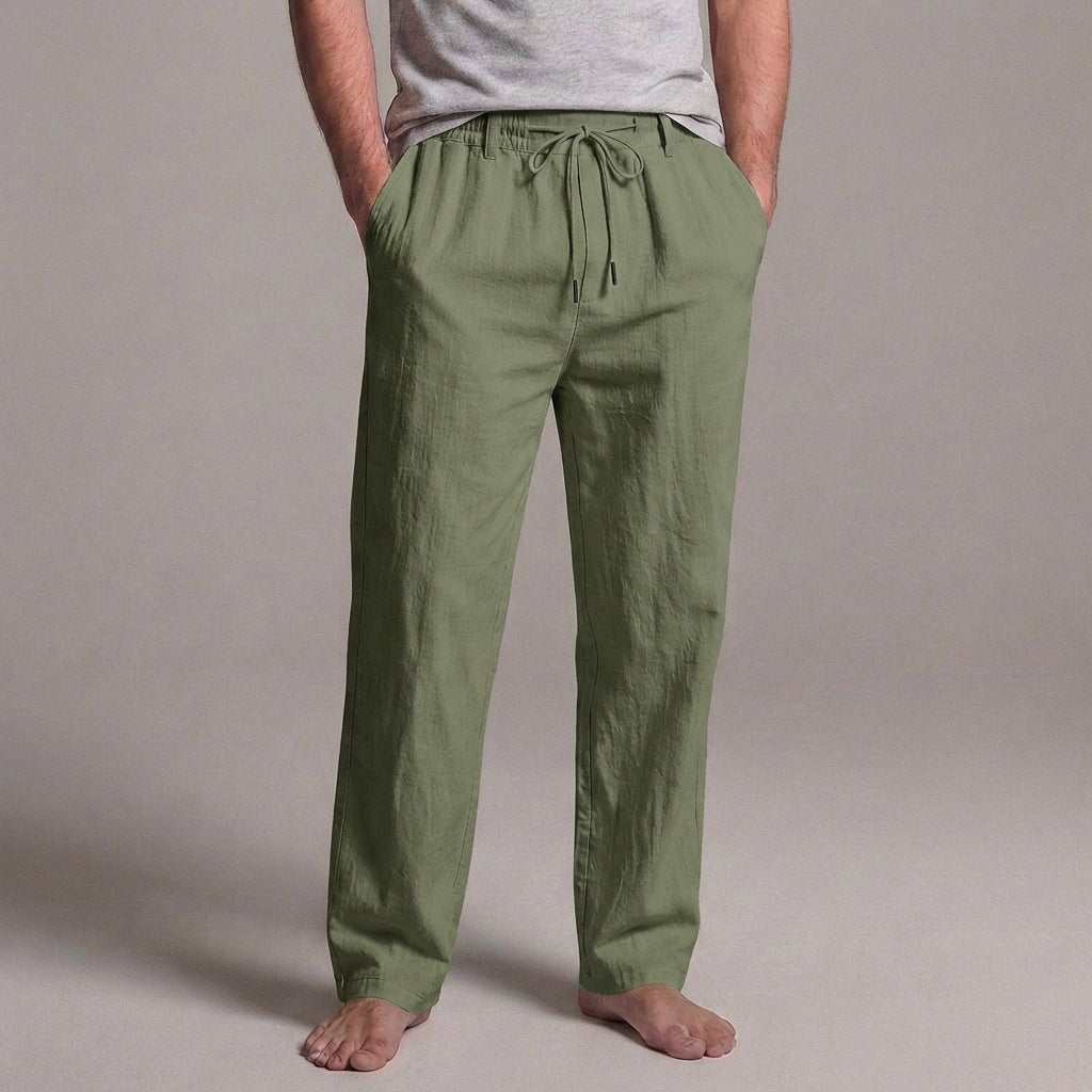 Men’s Linen Blend Drawstring Pants Relaxed Fit Casual Trousers