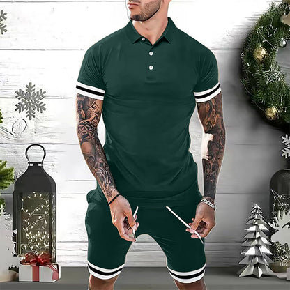 Herrset med pikétröja och shorts – Slim Fit – Andningsbar – Sportig stil