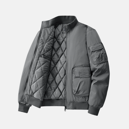 Herrbombarjacka – Regular Fit – Quiltad Fodring – Ståkrage – Utilityfickor