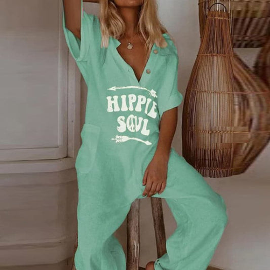 Hippie Soul - Modemedveten jumpsuit i mjuk bomull med V-ringning