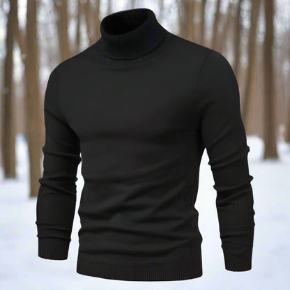 Herr Polotröja - Stickad med Ribbad Detalj - Slim Fit - Långärmad Elegant Design
