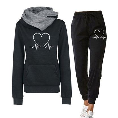 Dam Jogging Set – Mjuk Stickad – Avslappnad Passform – Crossover Huvtröja – Taperade Byxor