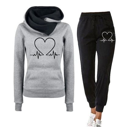 Dam Jogging Set – Mjuk Stickad – Avslappnad Passform – Crossover Huvtröja – Taperade Byxor